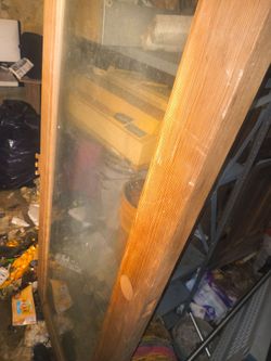 Exterior door/Solid glass middle/solid wood surrounding glass