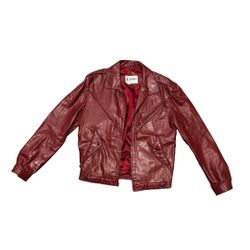  Vintage Chessking Large Red Leather Motorcycle Jacket 