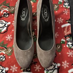 Tod’s Taupe Suede “Wedge Décolleté “ Heels 7M