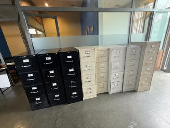 8 Commercial 4-Drawer Filing Cabinets – Black & Beige