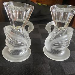 Swan Candle Holders, Glass Swan Candle Holders, Wedding Decorations 