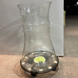 Glass Floor vase With Rolling Base 