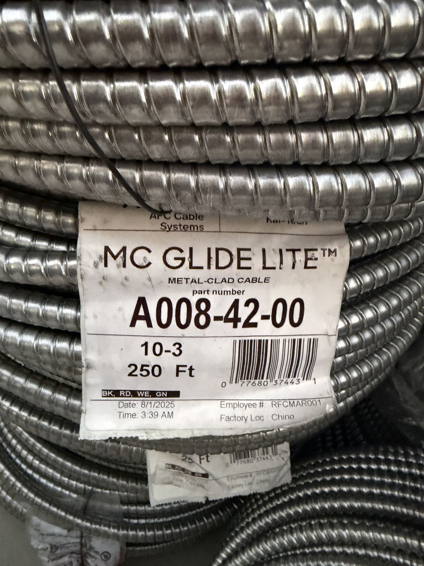 10/3 MC Wire 250ft Metal Clad Electric Cable New (10/2 250ft MC $330)