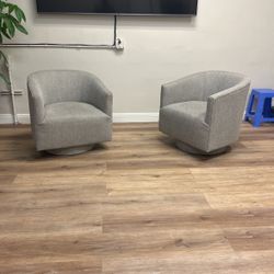 Pair Of Upholsterers Swivel Chairs Excellent Condition CB2 Restoration Hardware Pottery Barn