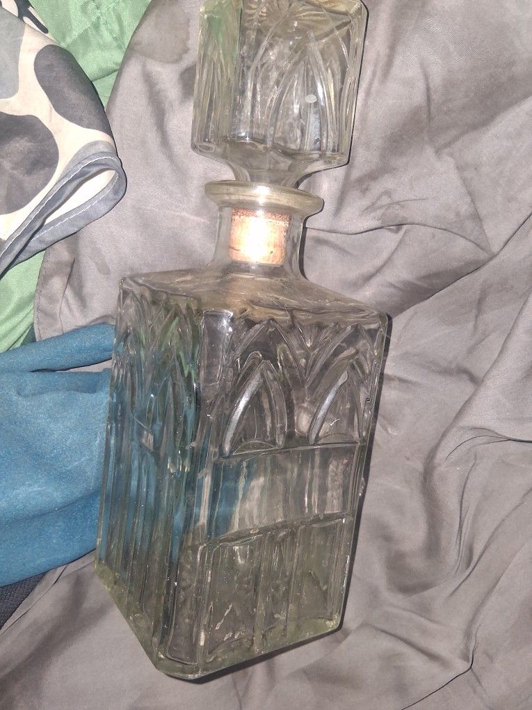 Antique Glass Bottle With Stopper