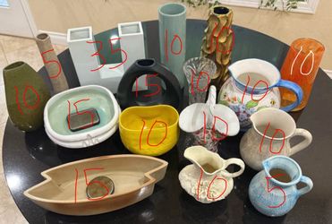 19pc Japanese Ikebana & Decorative Vase Collection with Kenzans