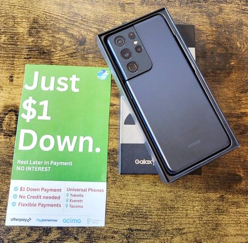 Samsung Galaxy S21 Ultra 5G 128gb Unlocked, FREE Smartwach/ Headphones. Pay $1 Today Rest in payments. NO CREDIT NEEDED FINANCING