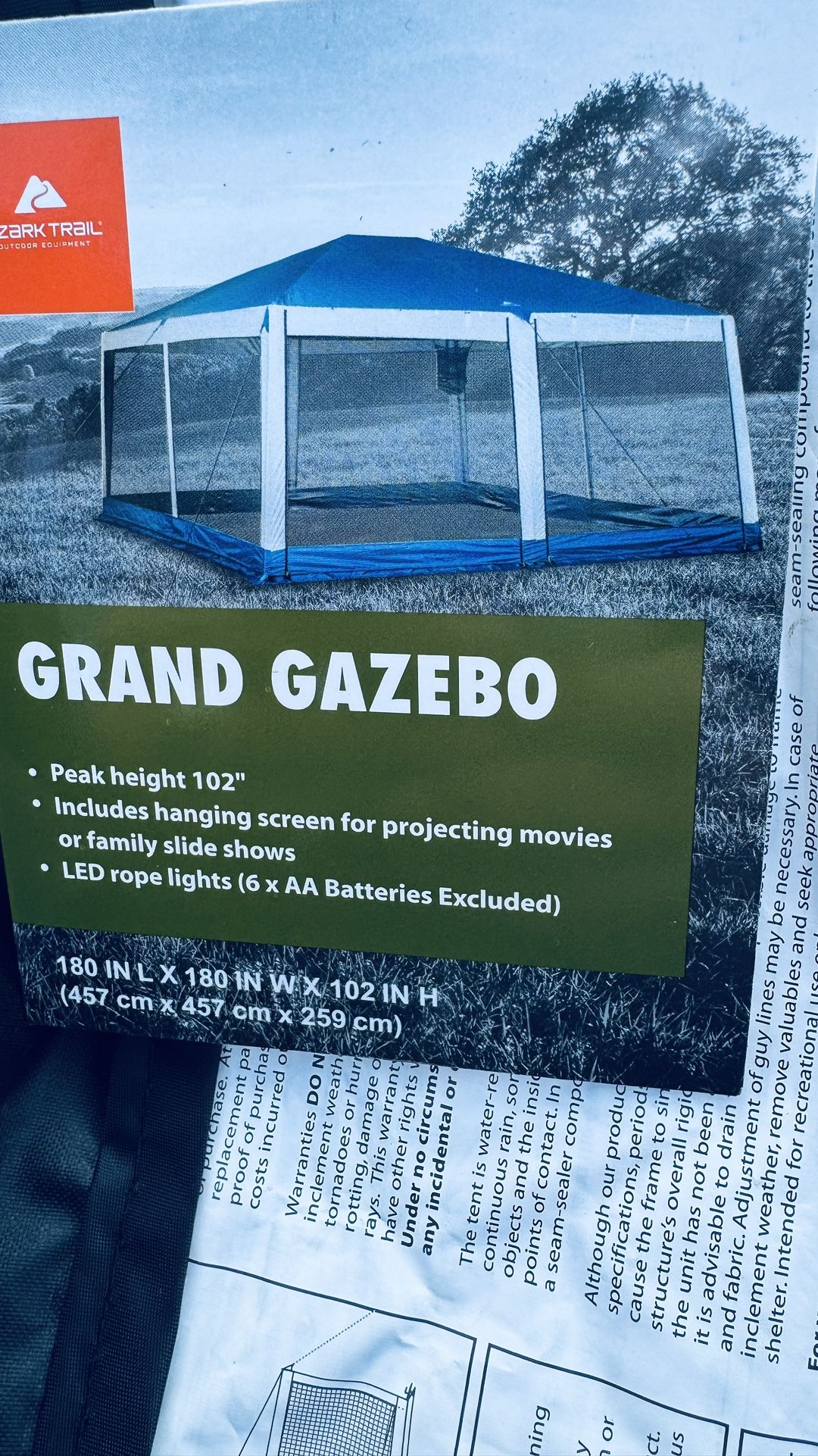 Ozark Trail 15' x 15' Screened Blue and White Hexagon Gazebos