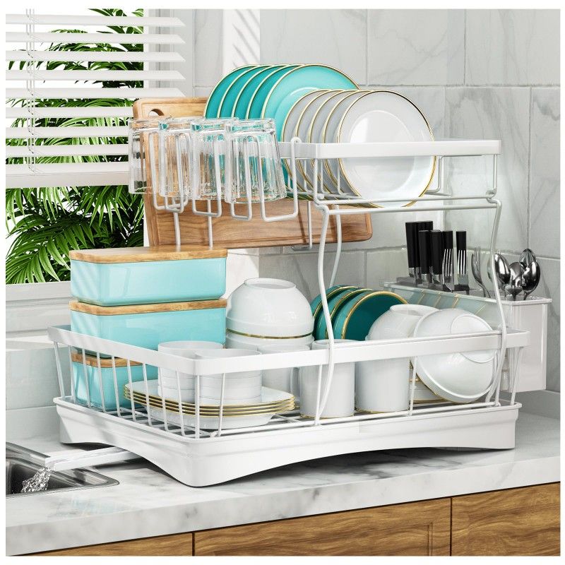 White Dish Rach 2 Tier Shelf
