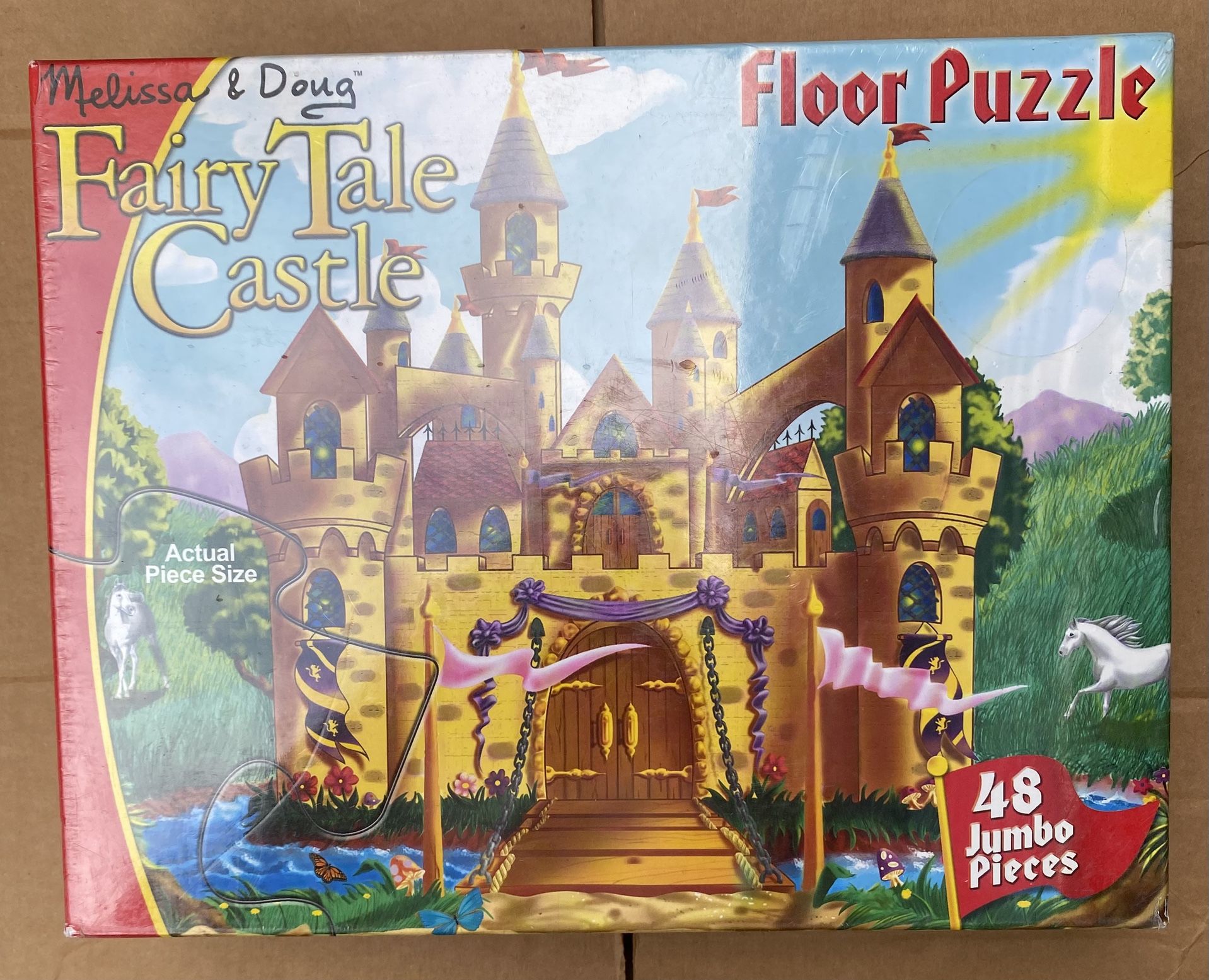 New Melissa & Doug Fairytale Castle Jigsaw Floor Puzzle Ages 3+ Easy Clean Pieces 2’X3’