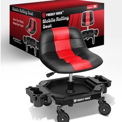 FREEKY ROCK Mobile Rolling Seat with Tray - Black/Red