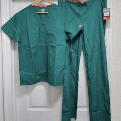 Unisex hunter green scrubs dickies eds