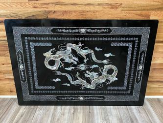 Korean Dragon Art Mother of Pearl Abalone Vintage Asian
