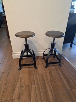 Industrial Adjustable Bar Stools Set of 2