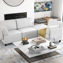 Mainstays 4-piece modular sectional sofa with ottoman Never used before, brand new condition Light gray color, modern and clean look Modular design, e