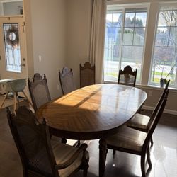 Formal Wood Dining Table w/ 7 Chairs – Solid, Heavy, and Durable