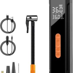 Car Air Compressor 60W USB Type-C Wireless Portable Air Pump Digital Car Tire Inflator Inflatable Pump, Compatible with Motorcycle Bike 