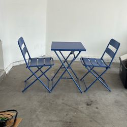 Portable Sky Blue 3-Piece Foldable Table & Chairs Set