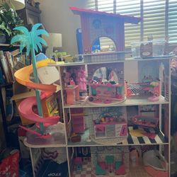 Wooden Doll House With Accessories