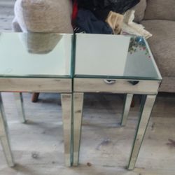 Two Mirrored End Tables For $75