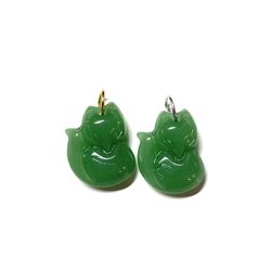 light Green jade jadeite fox pendant necklace 