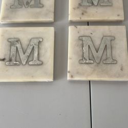 ‘M’ Marble Coasters (4)
