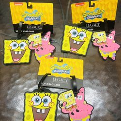 (3)SpongeBob SquarePants/ Patrick Star 2-Piece Luggage/ Bag Travel ID Tags
