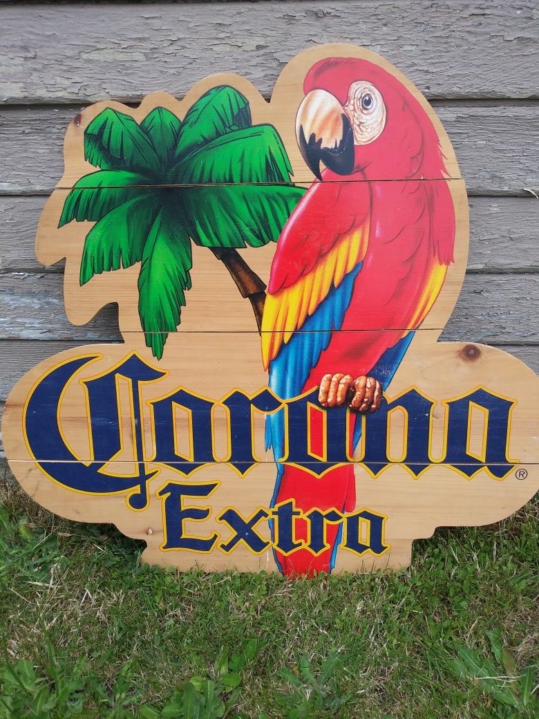 Large vintage wood corona extra beer sign