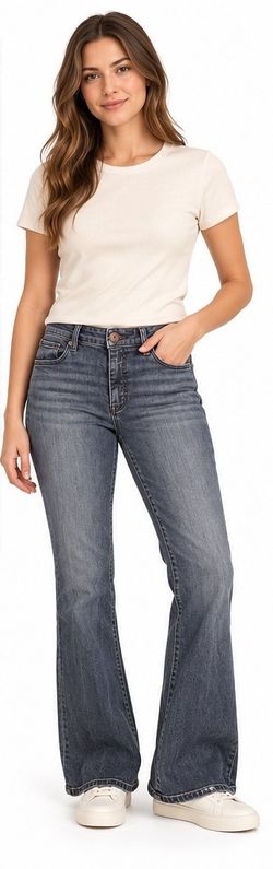 KUT from the Kloth Gray Blue Flare Jeans Size 12