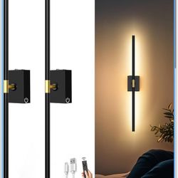 iThird Battery Operated Wall Sconces Set of 2: 10000mAh Rechargeable Wall Lights with Remote Control, 360° Rotate Wireless Wall Scone Decor for TV/Mir