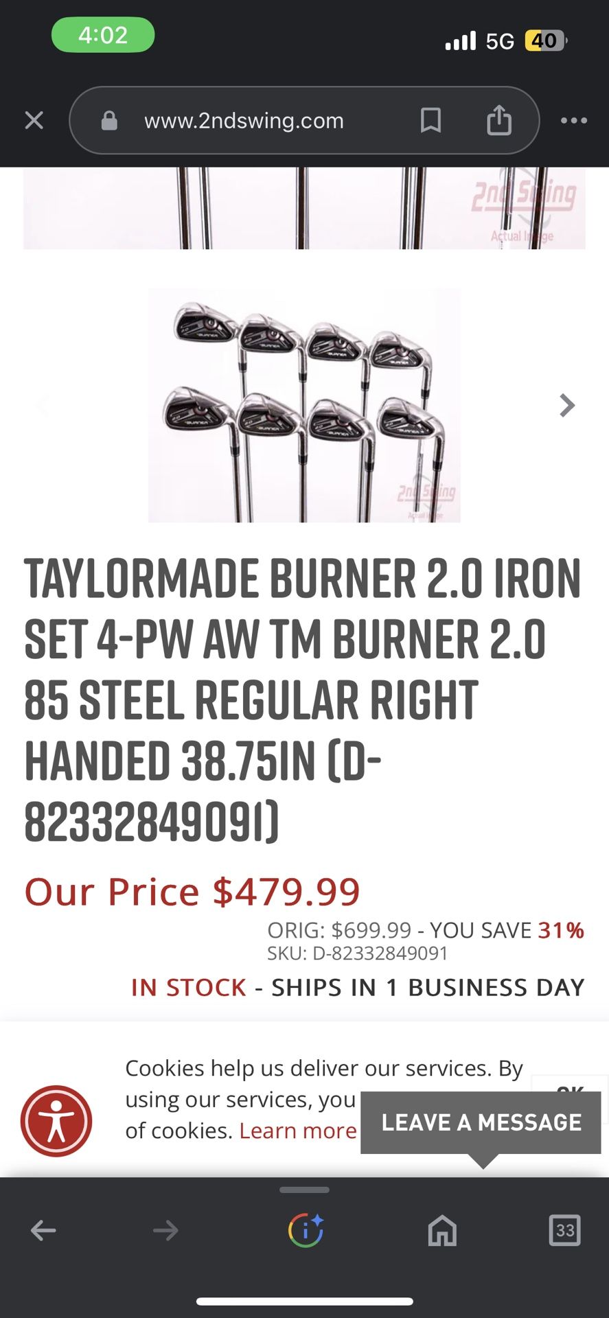 Taylormade Burner 2.0 Golf Iron Set