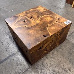 Solid Burl Wood Square Coffee Table 