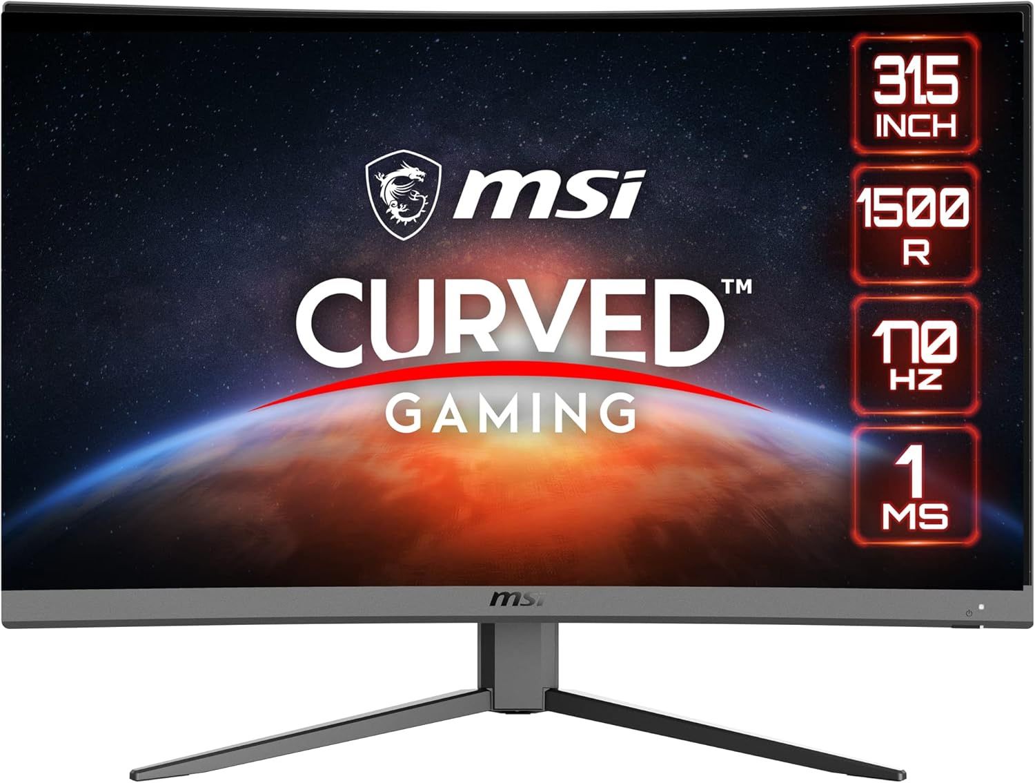 MSI Optix G32CQ4 E2 QHD 1500R Curvature 16:9 Aspect Ratio Non-Glare Super Narrow Bezel 1ms 2560 x 1440 170Hz Refresh Rate Tilt Adjustment AMD FreeSync