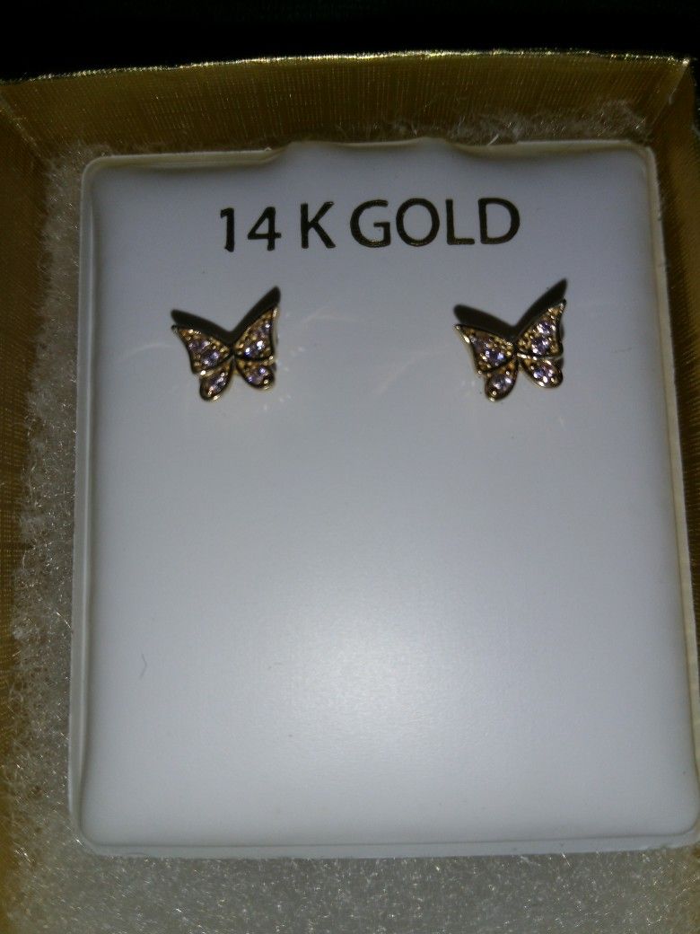 14k Butterfly Earrings