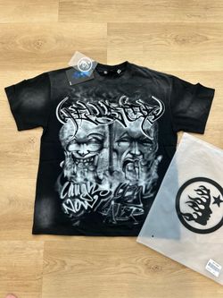 Hellstar graphic t shirt black and white