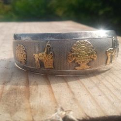 Aztec(3) Pieces Gold Plated On A Silver Bracelet