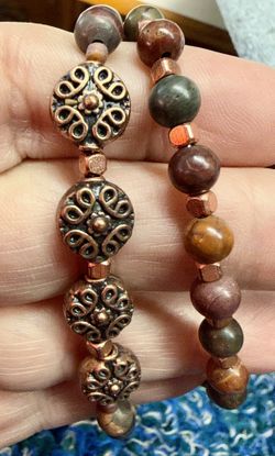 Bracelet Copper, Jasper, Double Strand