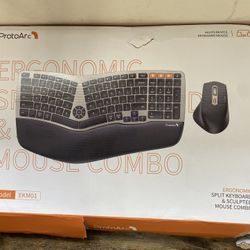 Ergonomic Wireless Keyboard Mouse ProtoArc EKM01 Plus Full Size Ergo Bluetooth