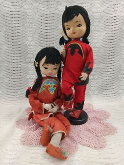 Vintage Chinese folk dolls made in Taiwan