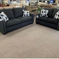Gleston Onyx Living Room Set Sofa and Loveseat 💃💃 no credit check only $39 down $1249