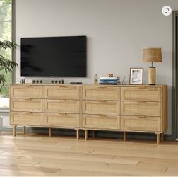 Set of 2 Coastal Rattan Dressers – Professionally Assembled  Beautiful matching set of two natural wood dressers featuring woven rattan drawer fronts 