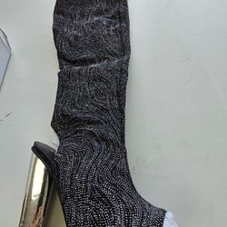 Thigh Hi Sparkle Stretch Lace Boot