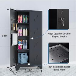 Broom Closet Cabinet with Hanging Rod