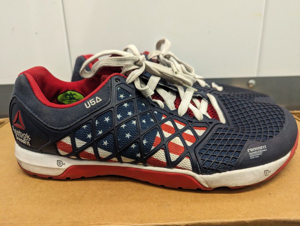 Sz 8-8.5 Reebok CrossFit Shoes American Flag Red White And Blue Running Workout Tennis Sneakers Shoes REI Adidas Nike Merrell Sketchers Puma Brooks