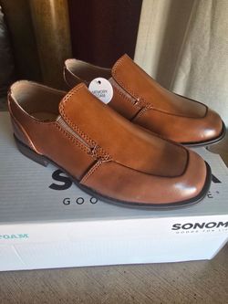 Brown dress memory foam shoes for boy size 13
