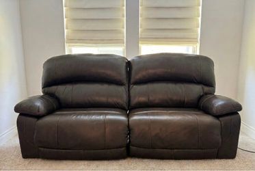 NFM Dual Power Reclining Loveseat with USB Ports - Brown Leather