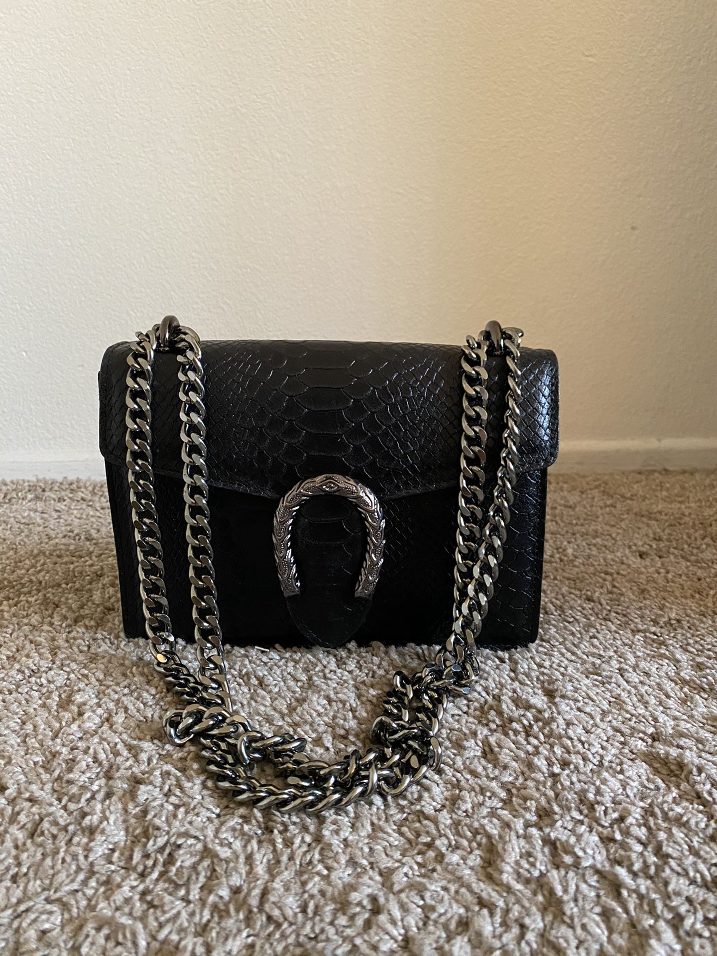 Black Purse with Silver chain