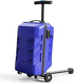 Scooter Suitcase 3-D Hardshell Ride Scooter Luggage for Kids Age 7-15, Cute Lightweight Kids Luggage with Wheels, Girls&Boys Multifunctional Ride On T
