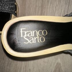 Franco Sarto Black and Beige Slide Sandals 