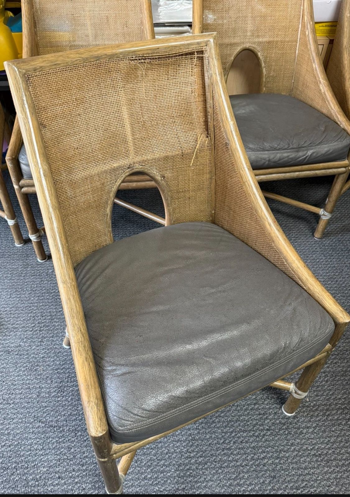 6 Baker McGuire Wicker Cane Rattan Bamboo Dining Chairs